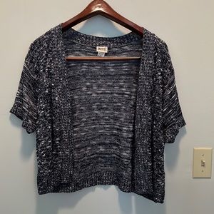 Sweet Kizz 3X navy blue and white shrug sweater